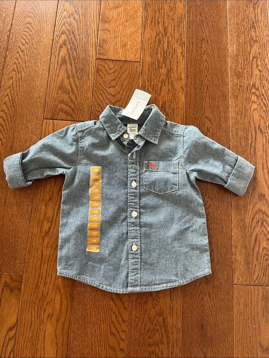 Carter's Light Blue Chambray Button-Down Shirt NWT’s