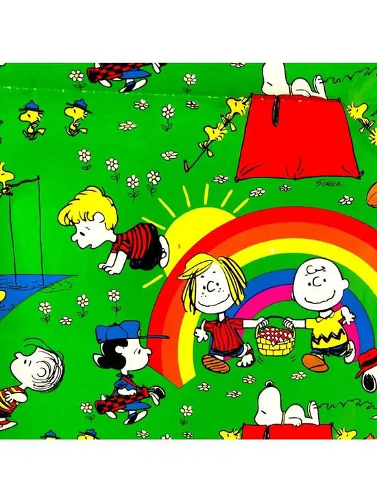 Vintage Charlie Brown and Friends Rainbow Flat Wrapping Paper