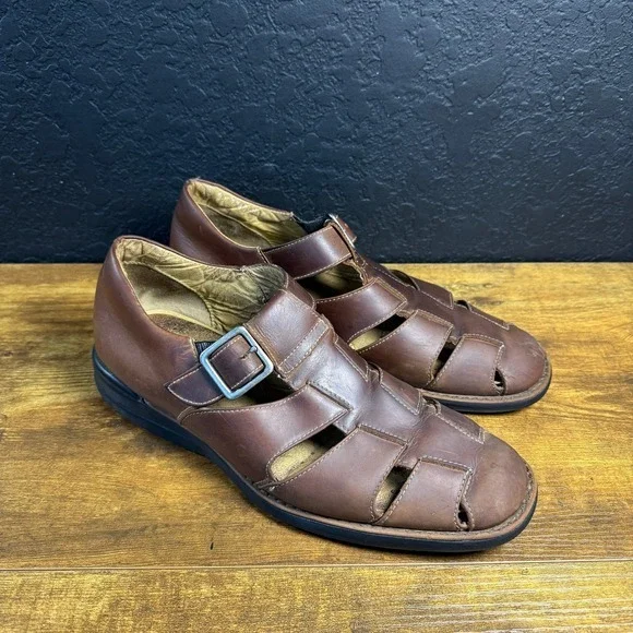 Johnston & Murphy Brown Leather‎ Fisherman Sandals Mens 10.5