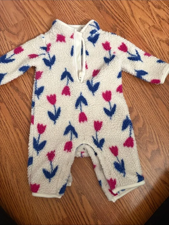 Carter's Cream Sherpa One-Piece with Pink & Blue Tulips