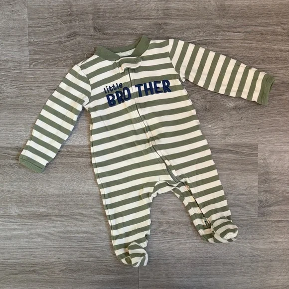 Carter's Little Brother striped zip up footie