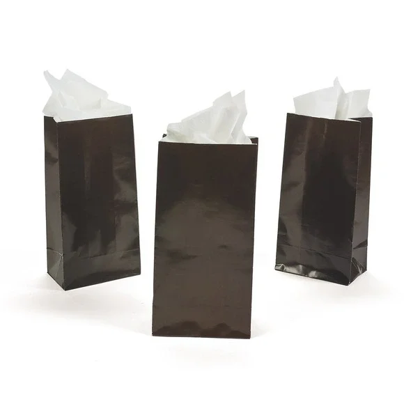 48 Glossy Chocolate Brown Paper Gift Bags Party Favor Wedding Baby Shower 6