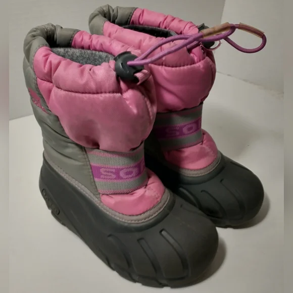 Sorel Pink and Gray Snow Boots, Girl‎ Size 10, Winter Sports, Outdoor Snow