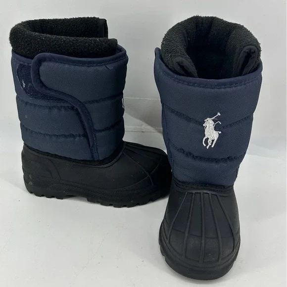 Polo Ralph Lauren Navy Blue Slip On Snow Boots Toddler‎ Size 7