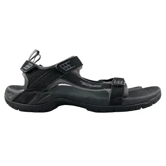 Teva Men's Size 13 Minam Black Open Toe Easy Hook & Loop Outdoor Hiking Sandals