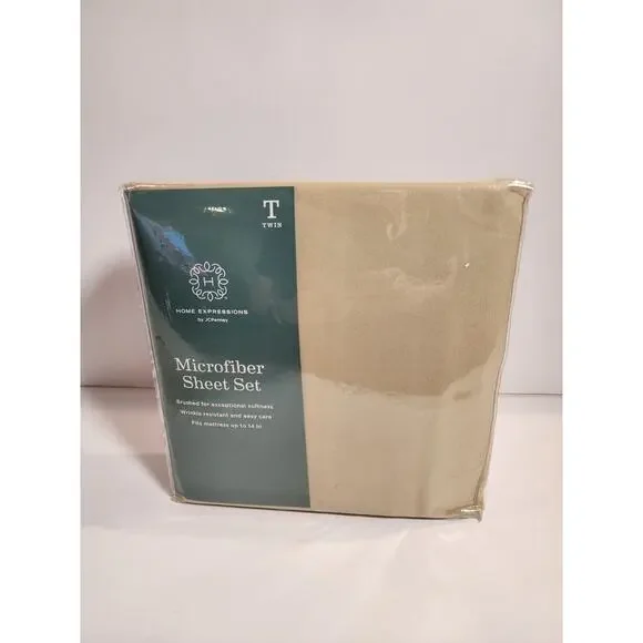 Home Expressions JCPenney Twin Microfiber Sheet Set Tan Beige Wrinkle Resistant