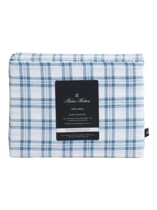 BROOKS BROTHERS Cotton Plaid Sheet Set