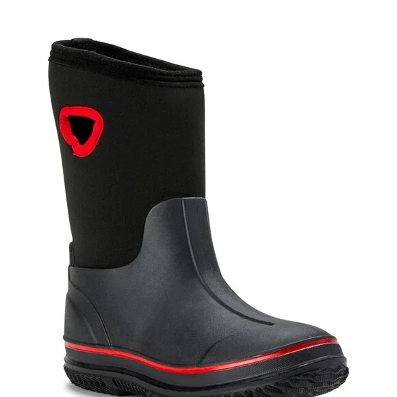Wonder Nation Boy's Black Storm Rubber Outdoor Mid-Calf Rain Boot‎ Size 13