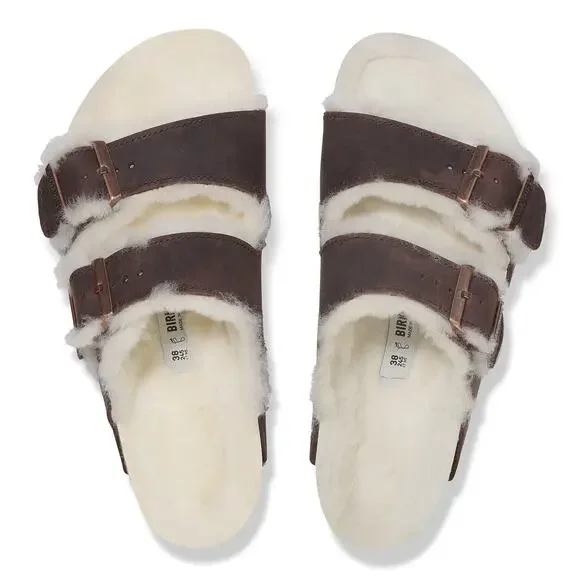 Birkenstock Arizona‎ Shearling Sandal Habana Waxy Leather Oiled EU 42 US 9-95