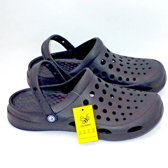 Joy Bees Rubber Shoes Clogs Sandals Slip On Black