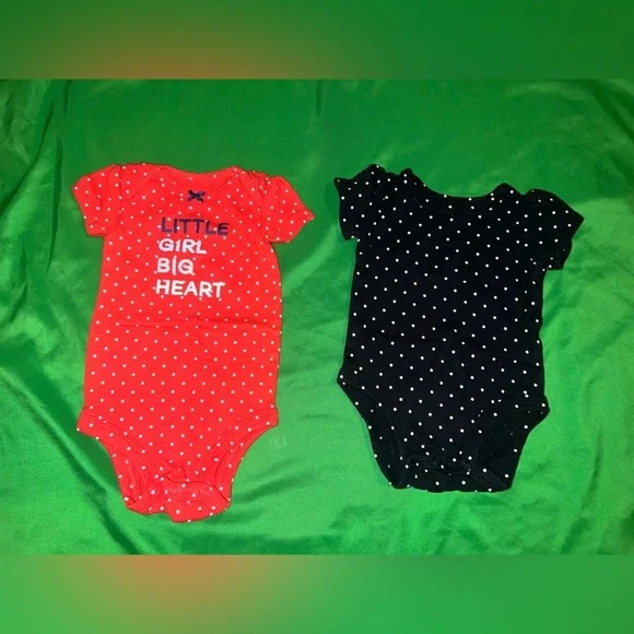 Carter's Red and Black Polka Dot Bodysuits 3 Months