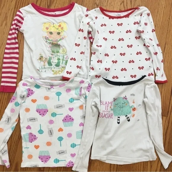 Carter's little girls cotton long sleeve sleep wear T-shirt