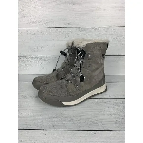 Sorel Boots Youth Girls 4 WhitneyWaterproof Winter Gray Lace Up Winter Boots