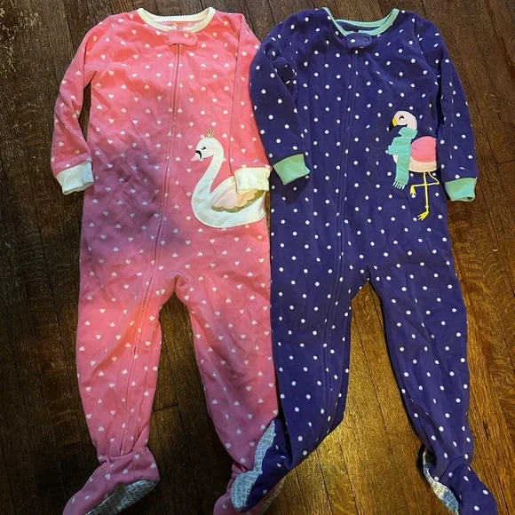 Carter's Pink and Purple Footies One Pieces Cozy Sleepwear