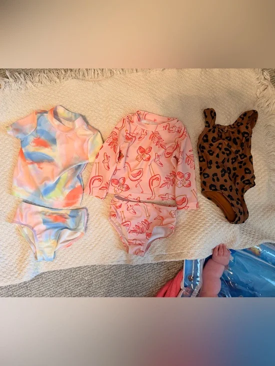 Carter's Baby Girl Bathing Suits Size 6 Months Long Short Sleeve Old Navy NWOT
