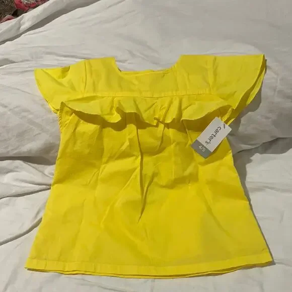 Carters 4/5 lemon yellow 💯 cotton lined blouse NWT perfect