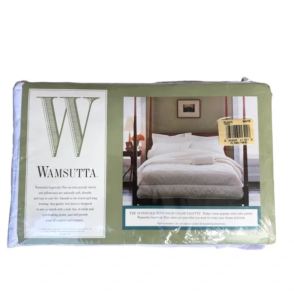 Wamsutta Supercale Plus 200 Thread Count Vintage Made USA White Twin Flat Sheet