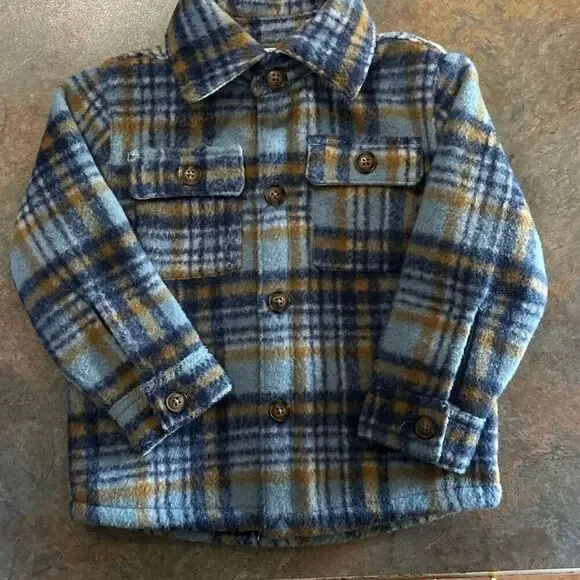 Carter’s Blue Plaid Shacket 2T NWT Lined Shirt Jacket
