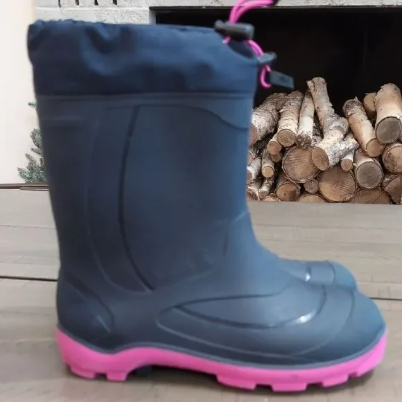 Kamik Blue & Pink Rubber Waterproof Rain & Snow Winter Boots Sz 5