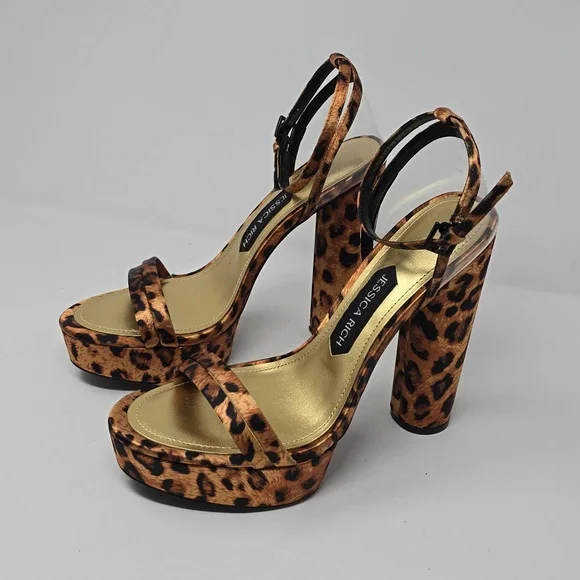 Jessica Rich Cheetah-Print Platform Heel Sandals Womens Size 39