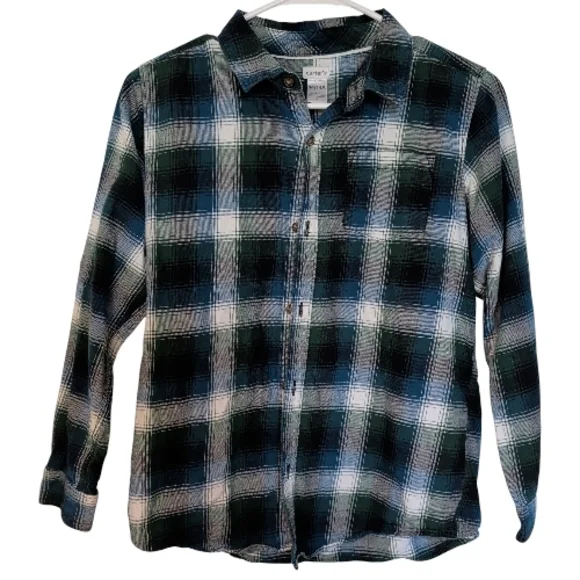 Carter's Blue and Green Plaid Button Down Shirt