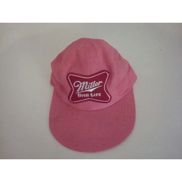 MILLER BEER DUCKBILL  PINK  STRETCH‎ OSFM 90S HAT CAP VINTAGE DEADSTOCK A1