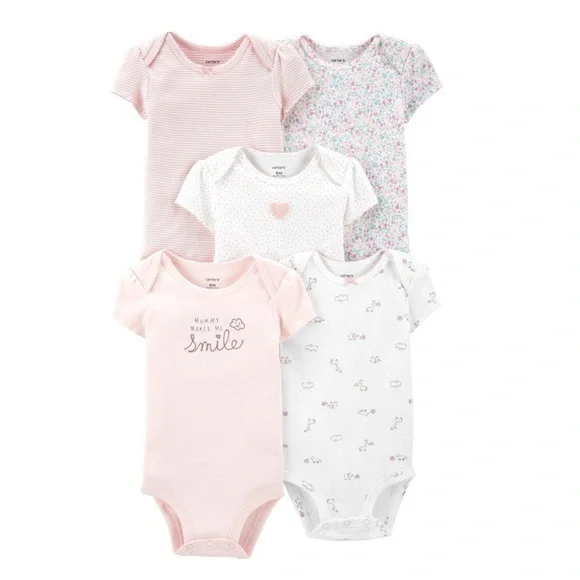 NFS. Carter’s pink 5 pack baby girl onesie set