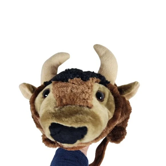 Bison Buffalo Bull Hat Plush Animal‎ Costume Ear Flap Winter Hat