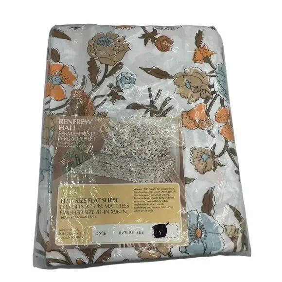 Sears Roebuck Renfew Hall Perma Prest Full Size Flat Sheet New In Package Fall