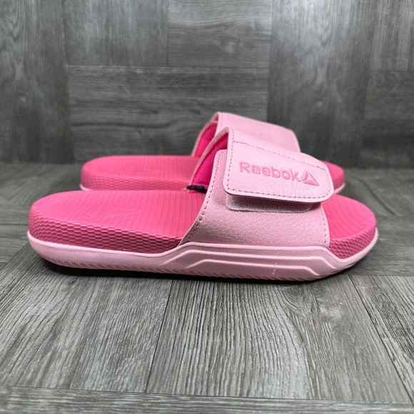Reebok Slides Kids Size 1 Pink Adjustable Athletic Summer Sandals NEW