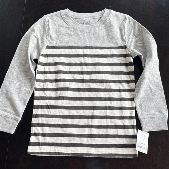 Carter's Gray and Black Striped Long Sleeve Shirt