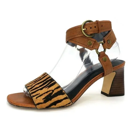 Donald J. Pliner Ding Calf Hair Strappy Ankle Heel Sandals Shoes Women's 8M