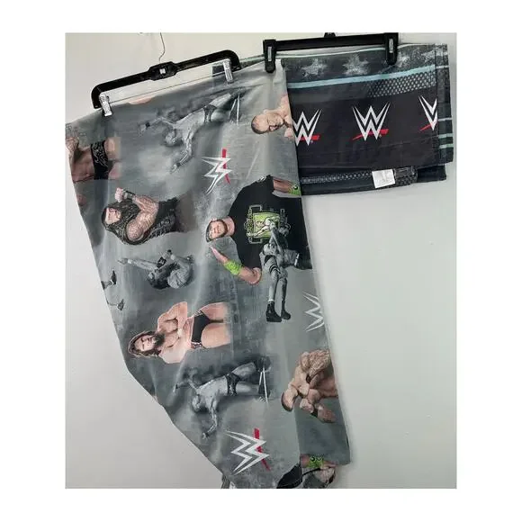 Vintage WWE Wresting Sheet Set Full Size Fitted Flat Cotton Blend