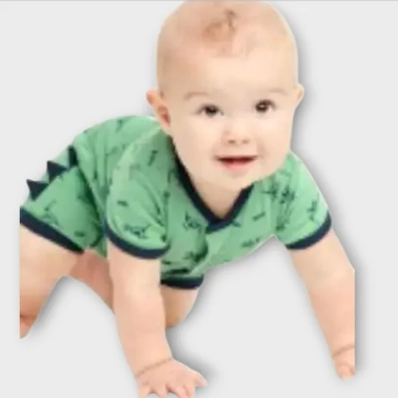 NWT Carter's Mint Romper with Navy Dinosaur Design ~sz 3 Mos