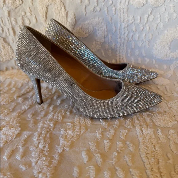INC International Concepts Champagne Crystal Pointed-Toe Heels #523