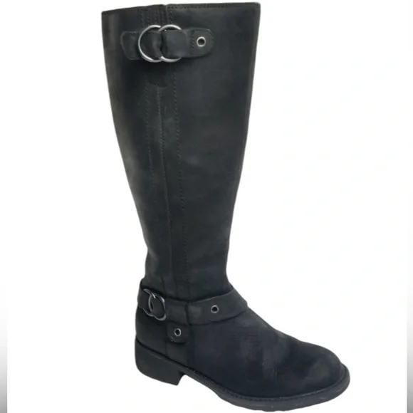Clarks Orinocco Black Leather Tall Boots Size 6M