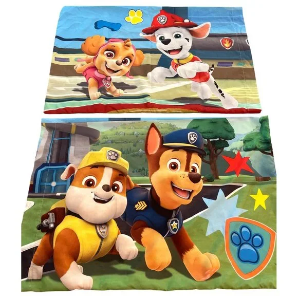 Kid 3 Piece Set Paw Patrol Nickelodeon Blue Twin Flat Sheet Pillowcases Bedding