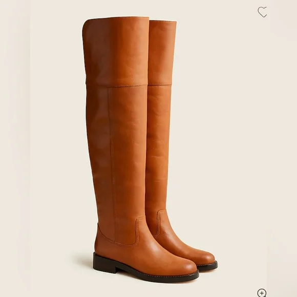 J.CREW‎ Tan Leather Over-The-Knee Fold Over Preppy Western Equestrian Boots 8.5
