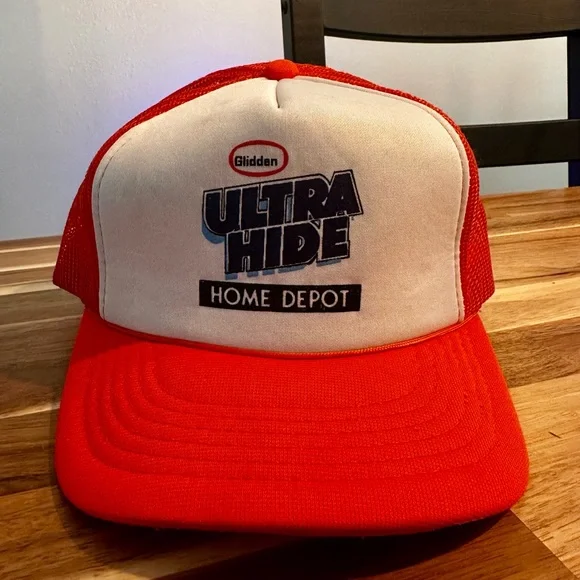 Vintage White and Orange Trucker Party Hat