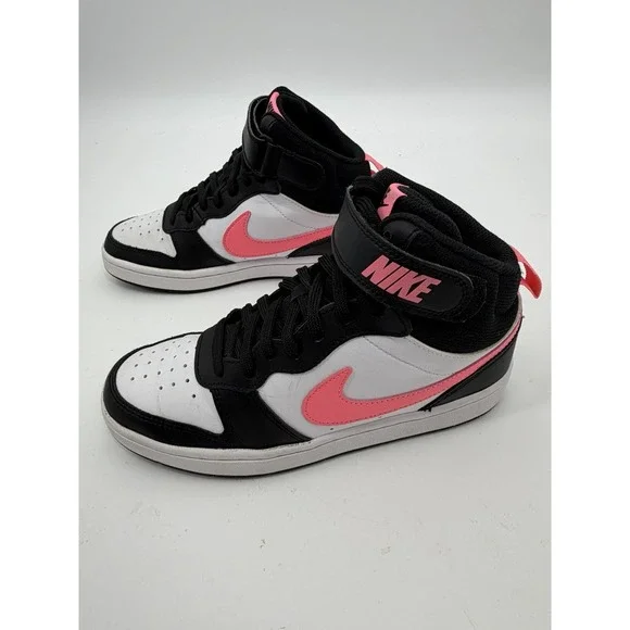 Nike Court Borough Mid 2 Kids' Shoes in Black/White/Sunset Pink Size 5Y