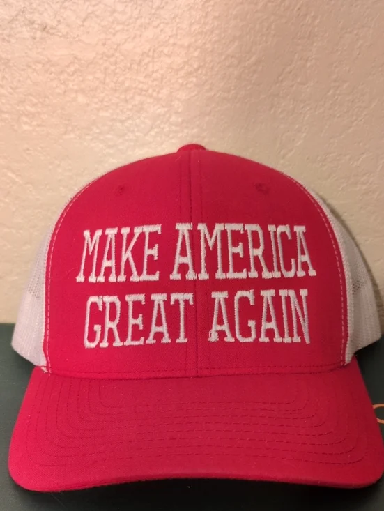 Red Trucker Hat with White Mesh - MAKE AMERICA GREAT AGAIN
