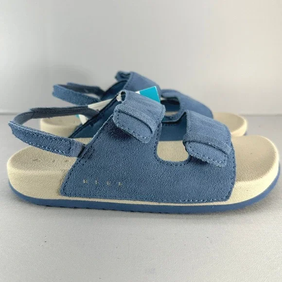 Reef Little Ojai Sandals Kids 12 Dusk Blue Suede Feel Strap NEW CJ6647