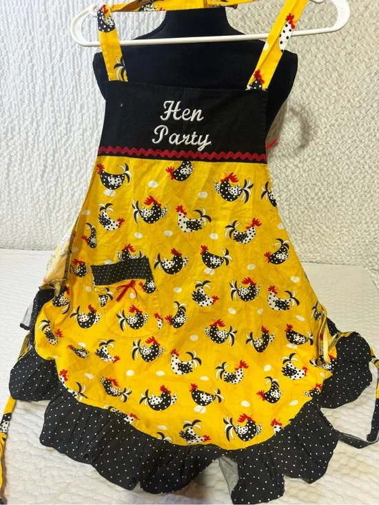 Hen Party Yellow Rooster Apron - Festive Kitchen Apron