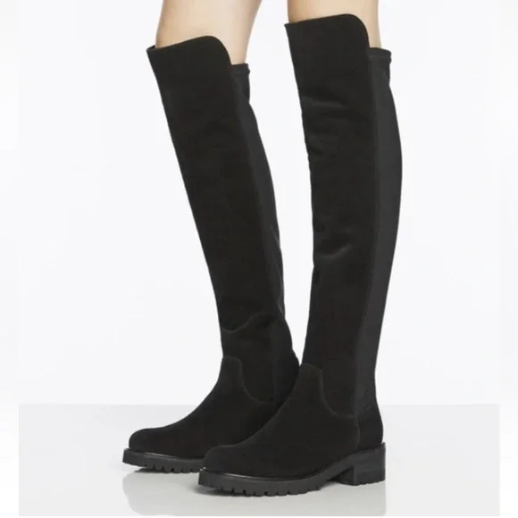 New La CANADIENNE Catey Black Suede Over the Knee Boots Size 7