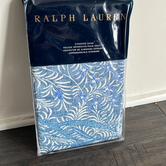 Ralph Lauren Kaley Standard Pillow Sham Meadow Lane 20x26 new blue white