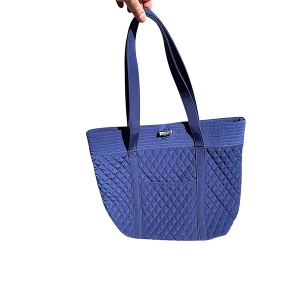 Vera Bradley Vera Tote Large Lapis Blue Quilted Bag