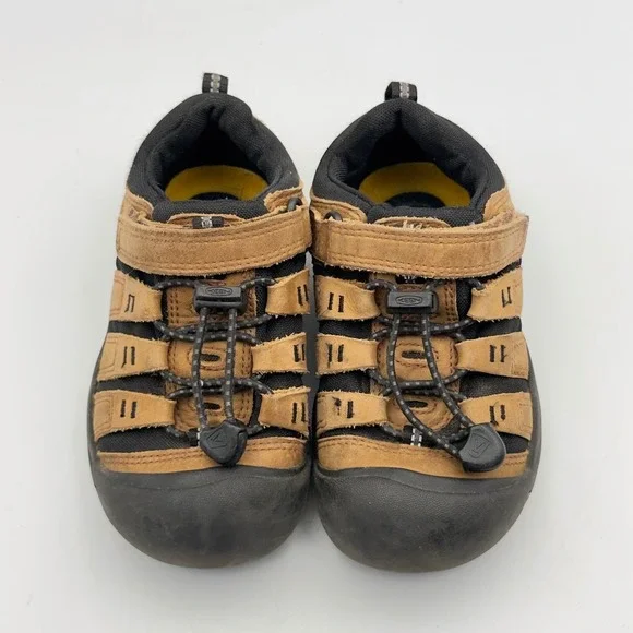 Keen Newport H2 Kids Tan Black Leather Hybrid Hiking Sandals Shoes US 11