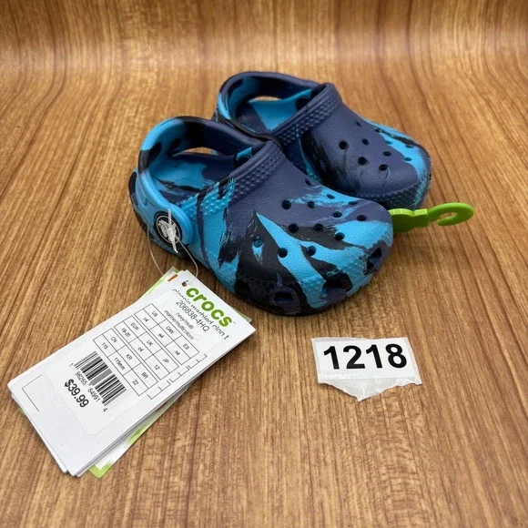 Crocs Classic Marbled Clog Toddler Size C4 Navy Multi New Swirl Water Shoe #1218