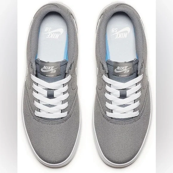 Nike SB Check Solarsoft Canvas Grey White Skate Shoes 921464-002‎ Mens 8.5