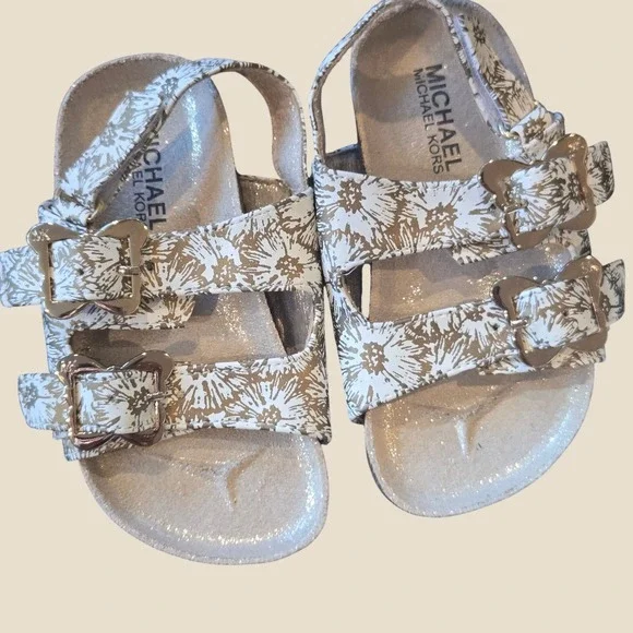 Michael Kors Ethel Cosmos Toddler Girls Floral Buckle Slingback Sandals Size 7